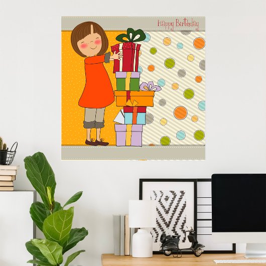 Young Girl Happy Birthday Poster