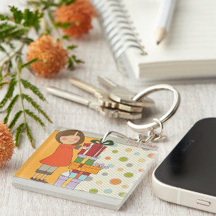 Young Girl Happy Birthday Sleutelhanger