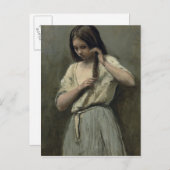 Young Girl in haar Toilet Briefkaart (Voorkant / Achterkant)