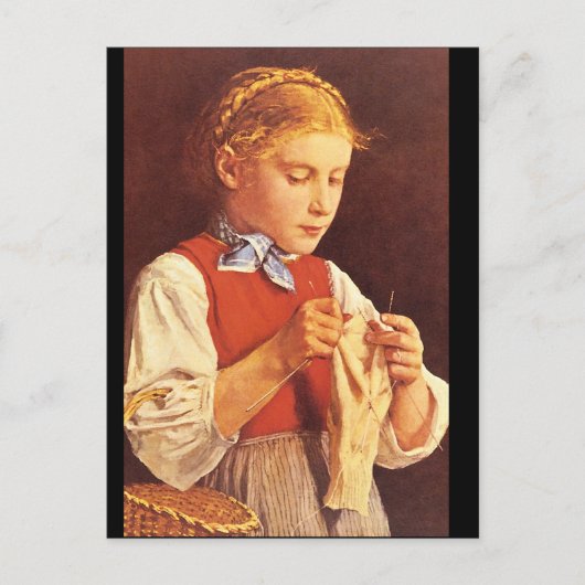 Young Girl Knitting',_Portreits Briefkaart (Voorkant)