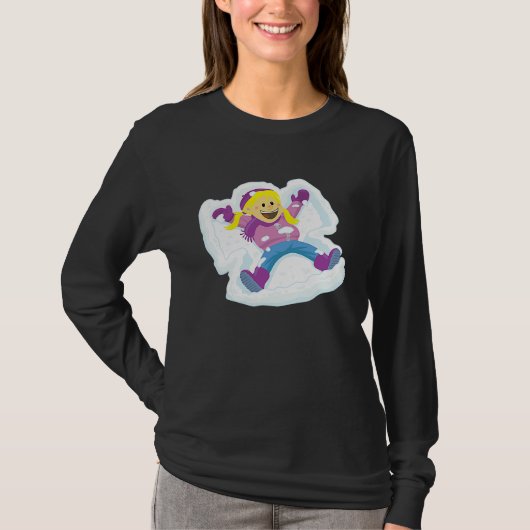 Young Girl Making Snow Angels Winter T-shirt (Voorkant)
