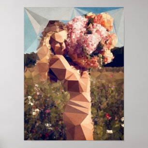 Young Girl met Bouquet - door Boris Draschoff Poster
