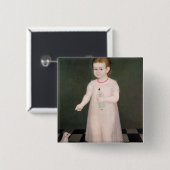 Young Girl met een Doll, 1838 Vierkante Button 5,1 Cm (Voorkant /achterkant)