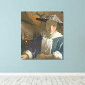 Young Girl met een Flute, c.1665-70 Canvas Afdruk (Insitu (Houten vloer))