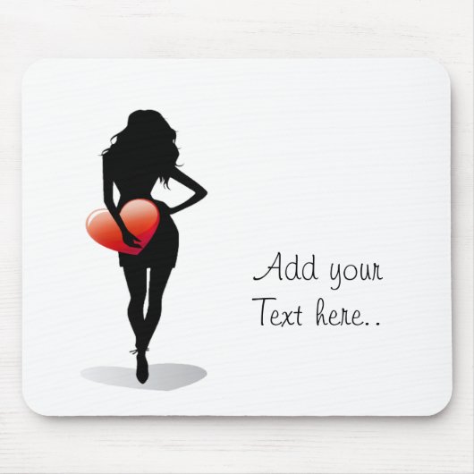 Young Girl met een hart Muismat (Voorkant)