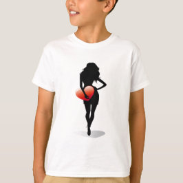 Young Girl met een Heart T-Shirt