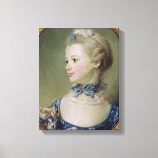 Young Girl met een kat Canvas Afdruk (Voorkant)