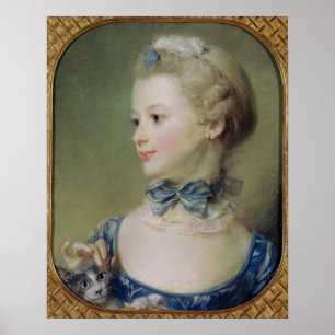 Young Girl met een kat Poster