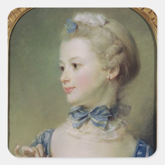 Young Girl met een kat Vierkante Sticker (Voorkant)