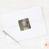 Young Girl met een kat Vierkante Sticker (Envelop)