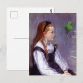 Young Girl met een Parrot, Berthe Morisot, Briefkaart (Voorkant / Achterkant)
