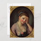 Young Girl met een Roos Briefkaart (Voorkant / Achterkant)