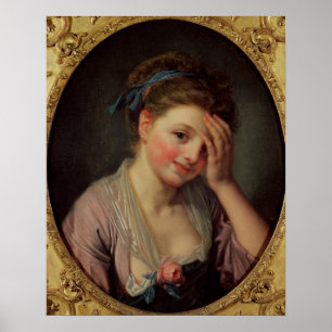 Young Girl met een Roos Poster