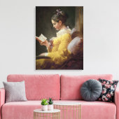 Young Girl Reading, c.1776 Canvas Afdruk (Insitu (Woonkamer))