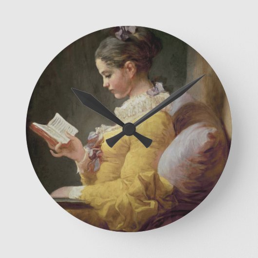 Young Girl Reading, c.1776 Ronde Klok (Voorkant)