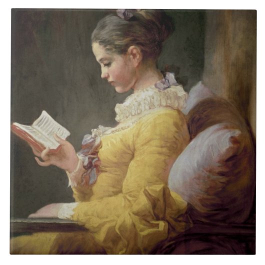 Young Girl Reading, c.1776 Tegeltje (Voorkant)
