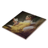 Young Girl Reading, c.1776 Tegeltje (Zijkant)