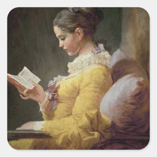 Young Girl Reading, c.1776 Vierkante Sticker (Voorkant)