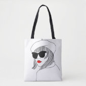 Young Girl Red Lips Zonnebril Frans Pet Tote Bag (Voorkant)