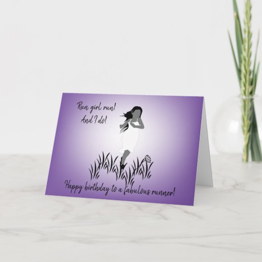 Young Girl Runner met stromend haar Kaart (Voorkant)