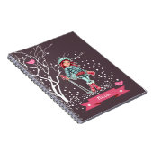 Young Girl Skier | Eigen naam kerstcadeautje Notitieboek (Rechterzijde)
