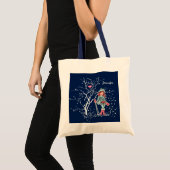 Young Girl Skier | Eigen naam kerstcadeautje Tote Bag (Voorkant (product))