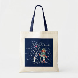 Young Girl Skier | Eigen naam kerstcadeautje Tote Bag
