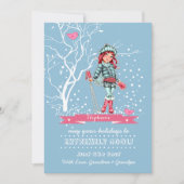 Young Girl Skier | Eigen naam kerstKaarten Feestdagenkaart (Voorkant)