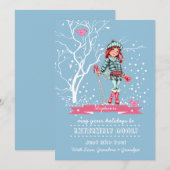 Young Girl Skier | Eigen naam kerstKaarten Feestdagenkaart (Voorkant / Achterkant)