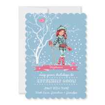 Young Girl Skier | Eigen naam kerstKaarten