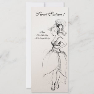 YOUNG GIRL SWEET 16 BIRTHDAY PARTY Black White Kaart