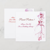 YOUNG GIRL SWEET 16 BIRTHDAY PARTY Red Pink White Kaart (Voorkant / Achterkant)