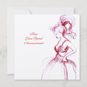 YOUNG GIRL SWEET 16 BIRTHDAY PARTY Red Pink White Kaart (Achterkant)