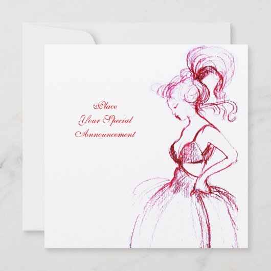 YOUNG GIRL SWEET 16 BIRTHDAY PARTY Red Pink White Kaart (Achterkant)