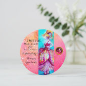 YOUNG GIRL SWEET 16 PARTIJ, Roze monogram met spaa Kaart (Staand voorkant)