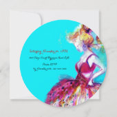 YOUNG GIRL SWEET 16 PARTIJ, Roze monogram met spaa Kaart (Achterkant)