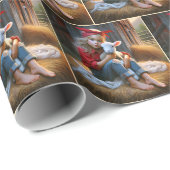 Young Girl With Newborn Lamb Cadeaupapier (Rol Hoek)