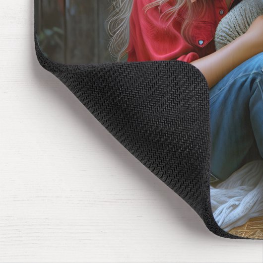 Young Girl With Newborn Lamb Muismat (Hoek)