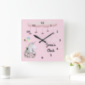 Young Girls Wall Clock met Unicorn Vierkante Klok (Huis)