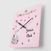 Young Girls Wall Clock met Unicorn Vierkante Klok (Hoek)