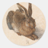 Young Hare | Albrecht Dürer Ronde Sticker (Voorkant)