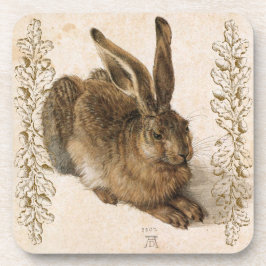 Young Hare by Albrecht Dürer met Leafy Accents Onderzetter