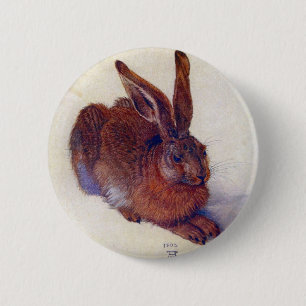 Young Hare by Albrecht Durer, Renaissance Fine Art Ronde Button 5,7 Cm