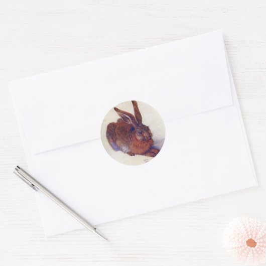 Young Hare by Albrecht Durer, Renaissance Fine Art Ronde Sticker (Envelop)