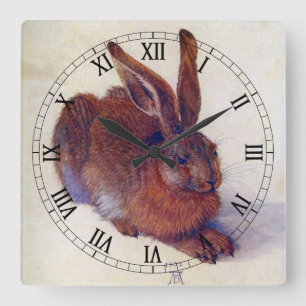 Young Hare by Albrecht Durer, Renaissance Fine Art Vierkante Klok