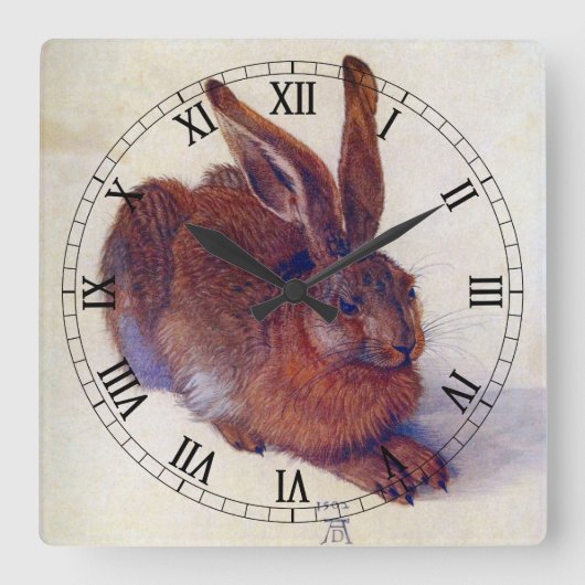 Young Hare by Albrecht Durer, Renaissance Fine Art Vierkante Klok (Voorkant)