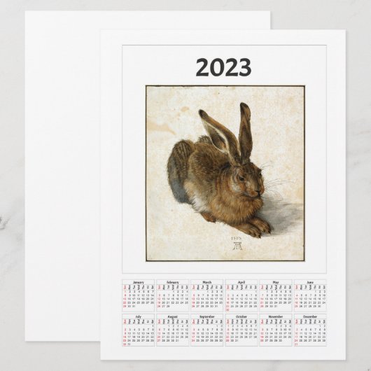 Young Hare Calendar voor 2023 Albrecht Dürer (Voorkant / Achterkant)