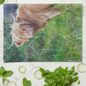 Young Highland Koe Kitchen Towel Theedoek (Gevouwen)