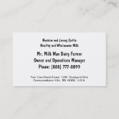 Young Holstein Veal of Dairy Calf Visitekaartje (Achterkant)