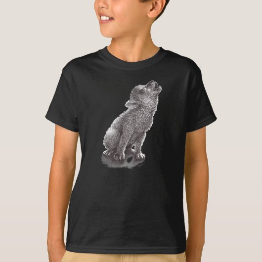 Young Howling Wolf Cute Gray Wolf Art T-shirt (Voorkant)